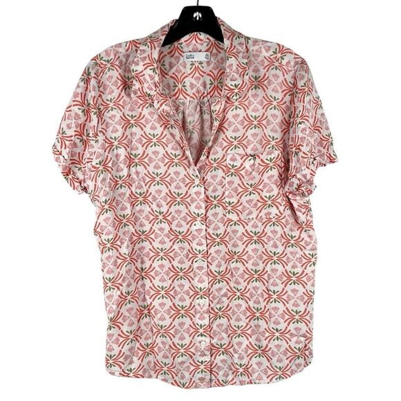 Croft & Barrow Floral Short Sleeve Button Up Petite Large - Picture 1 of 9